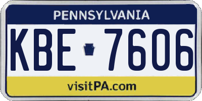 PA license plate KBE7606