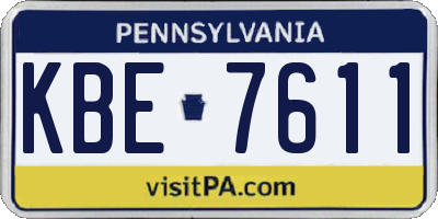 PA license plate KBE7611