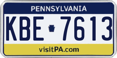 PA license plate KBE7613