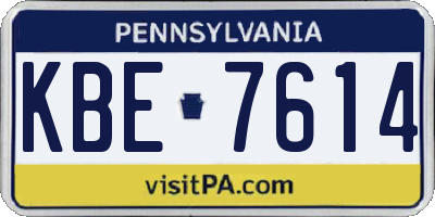 PA license plate KBE7614