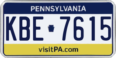 PA license plate KBE7615