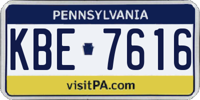 PA license plate KBE7616
