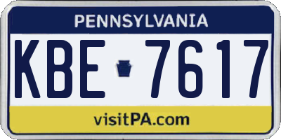 PA license plate KBE7617