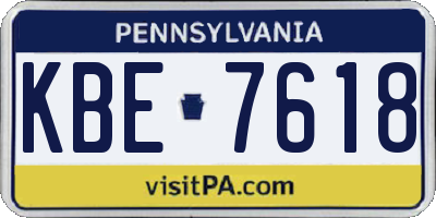 PA license plate KBE7618