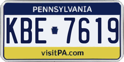 PA license plate KBE7619