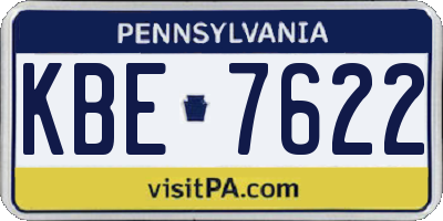 PA license plate KBE7622