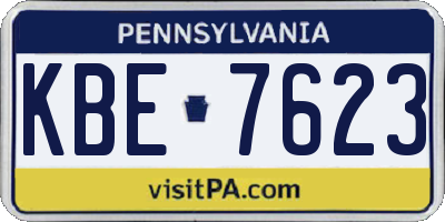 PA license plate KBE7623