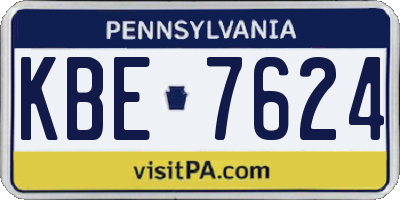 PA license plate KBE7624
