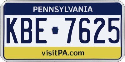 PA license plate KBE7625