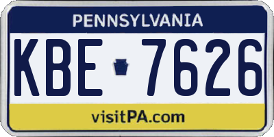 PA license plate KBE7626