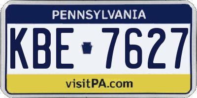 PA license plate KBE7627