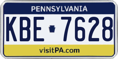 PA license plate KBE7628