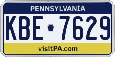 PA license plate KBE7629