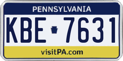 PA license plate KBE7631