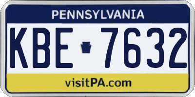 PA license plate KBE7632