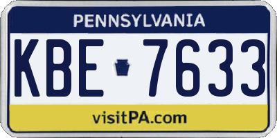 PA license plate KBE7633