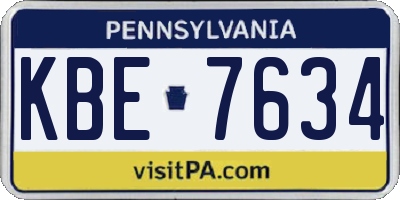 PA license plate KBE7634