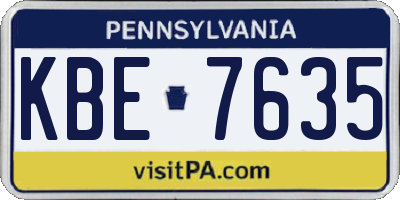 PA license plate KBE7635