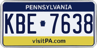 PA license plate KBE7638