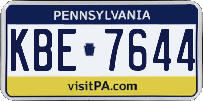 PA license plate KBE7644