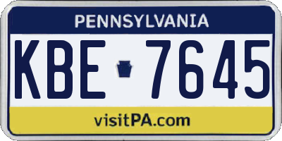 PA license plate KBE7645