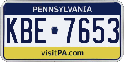 PA license plate KBE7653