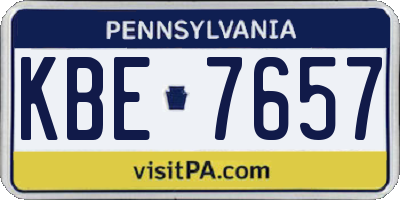 PA license plate KBE7657