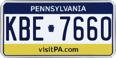 PA license plate KBE7660