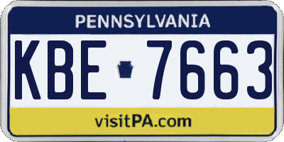 PA license plate KBE7663