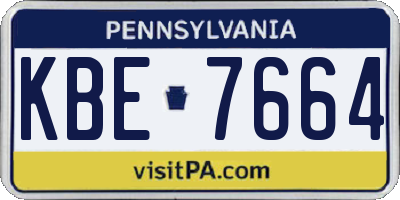 PA license plate KBE7664