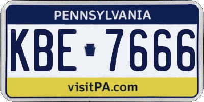 PA license plate KBE7666