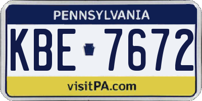 PA license plate KBE7672