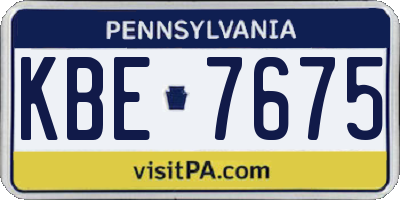 PA license plate KBE7675
