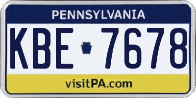 PA license plate KBE7678
