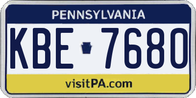 PA license plate KBE7680