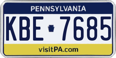PA license plate KBE7685