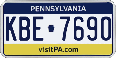 PA license plate KBE7690