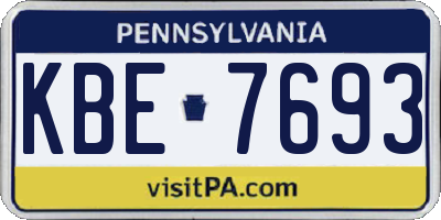 PA license plate KBE7693