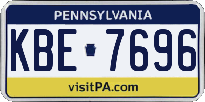 PA license plate KBE7696