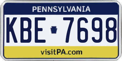 PA license plate KBE7698