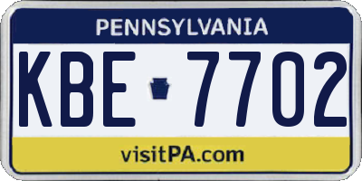 PA license plate KBE7702
