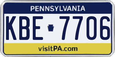 PA license plate KBE7706