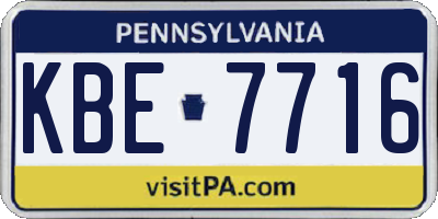 PA license plate KBE7716