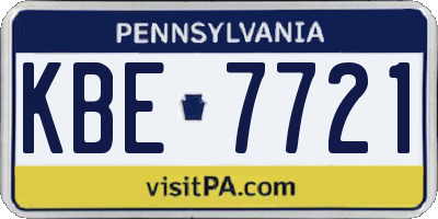 PA license plate KBE7721
