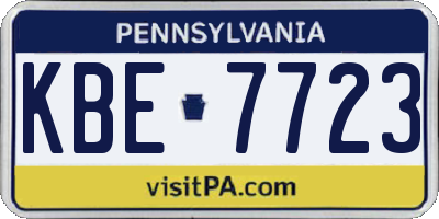PA license plate KBE7723