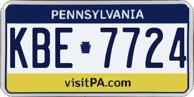 PA license plate KBE7724