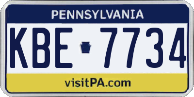 PA license plate KBE7734