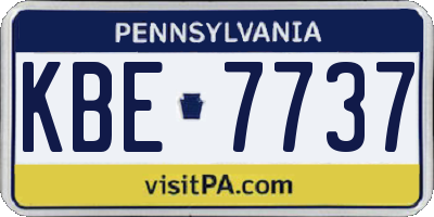PA license plate KBE7737