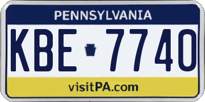 PA license plate KBE7740