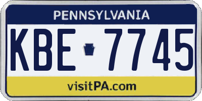 PA license plate KBE7745